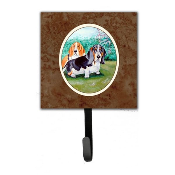 Carolines Treasures Basset Hound Double Trouble Leash or Key Holder, 6 x 1.25 x 4.25 in. 7061SH4 - main